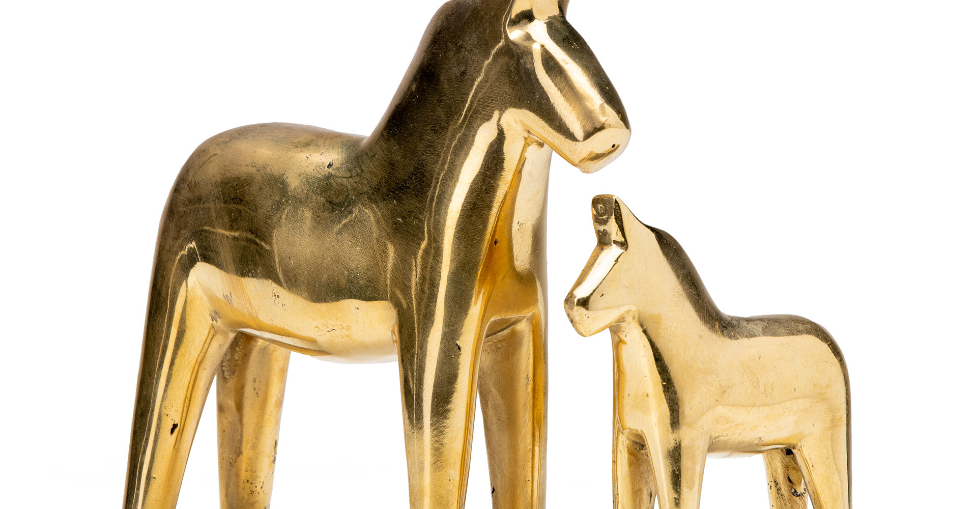 Dala Horse Pair Gold Bronze
