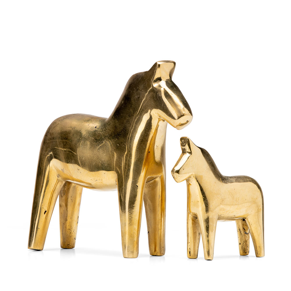 Dala Horse Pair Gold Bronze
